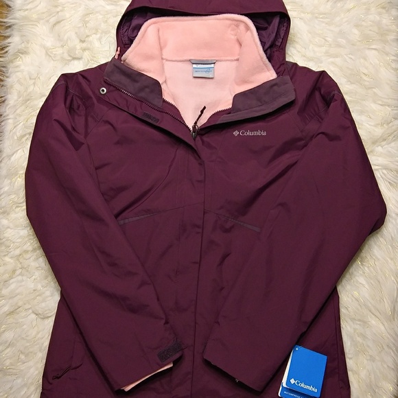Columbia Jackets & Blazers - NWT! Columbia 3 IN 1 Coat Purple Wine/Baby Pink M